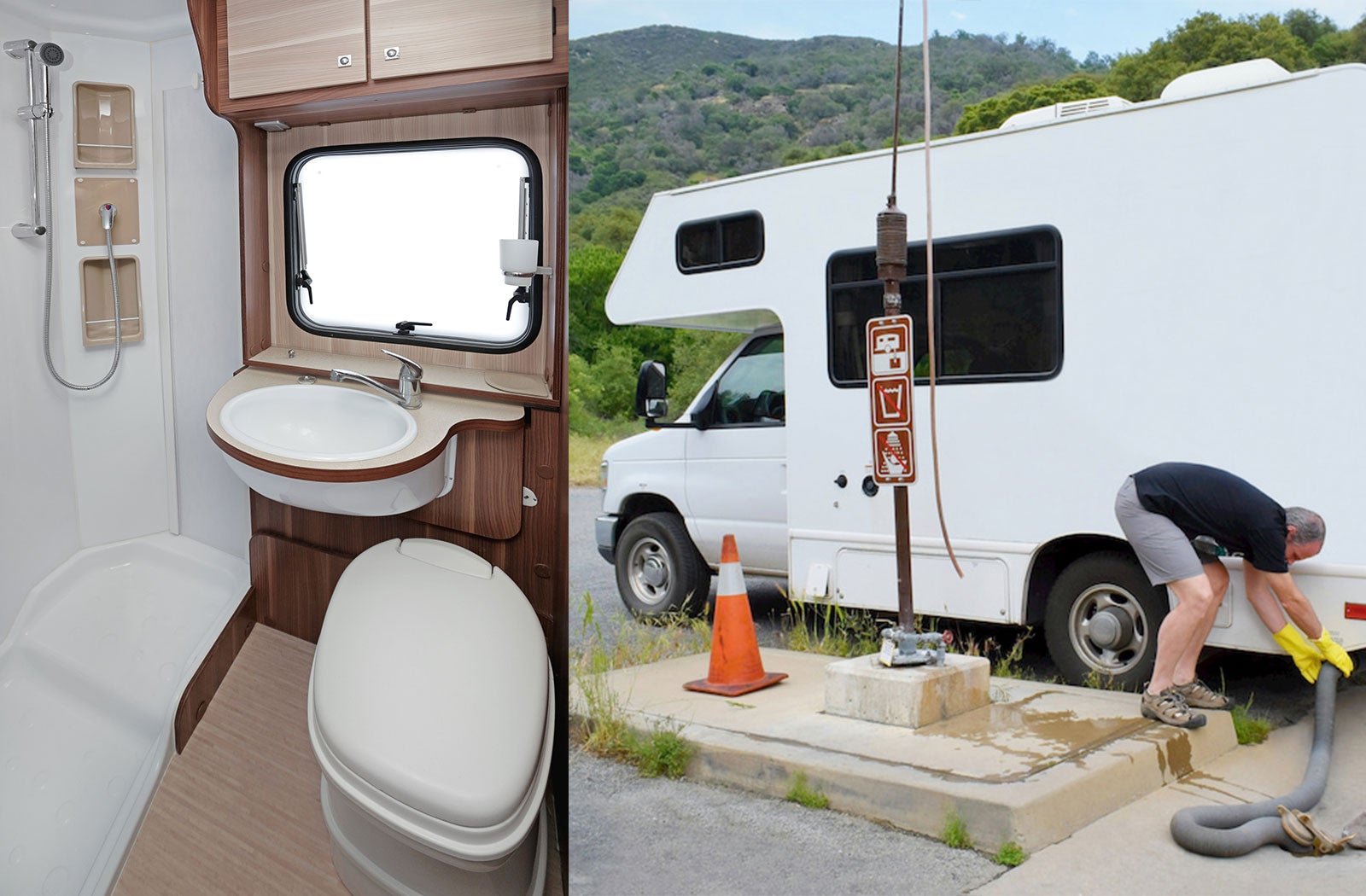 Portable RV/camper toilet and holding tank setup in Yankton, South Dakota