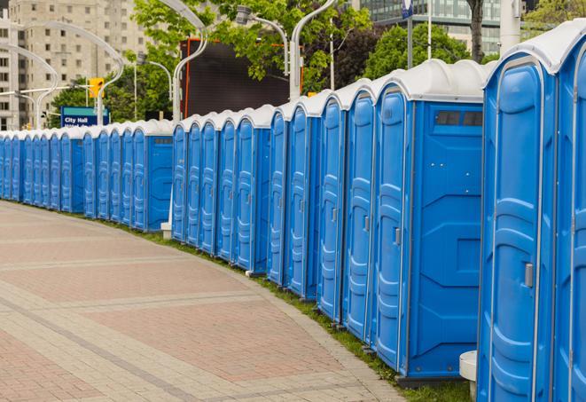 Seasonal porta potty units set up at a Yankton, South Dakota venue